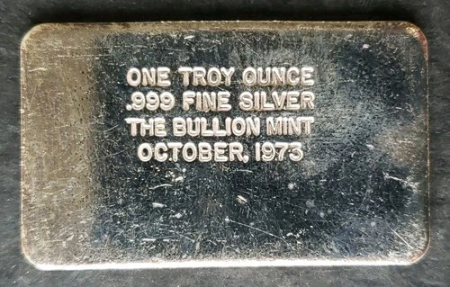 1973 The Bullion Mint 1oz Silver Bar