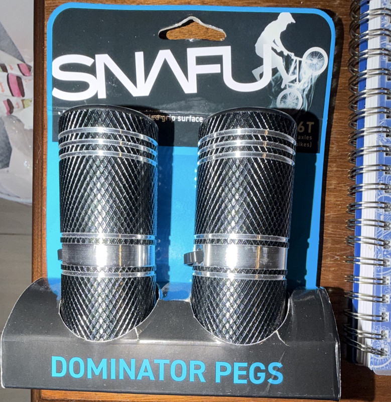 SNAFU Dominator BMX Pegs 3/8 x 26T Black/Silver Metal Pair (2)