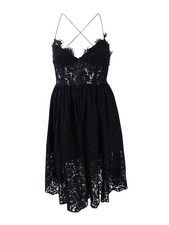 Fame and Partners Women's Lace Tie Back Dress (12, Black)