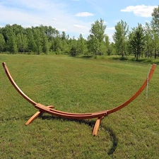 Curved Wooden Arc Hammock Stand with Hooks and Chains - 12 ft by Sunnydaze