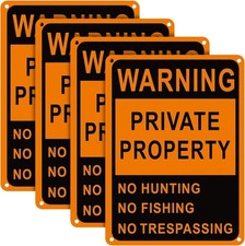 No Trespassing No Hunting Sign 4 Pack 10x14 Aluminum Private Property Warning
