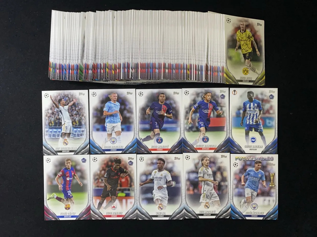 2023-24 Topps UEFA Kylian Mbappe Erling Haaland RC Rookie Lot*199 PF92 view 1