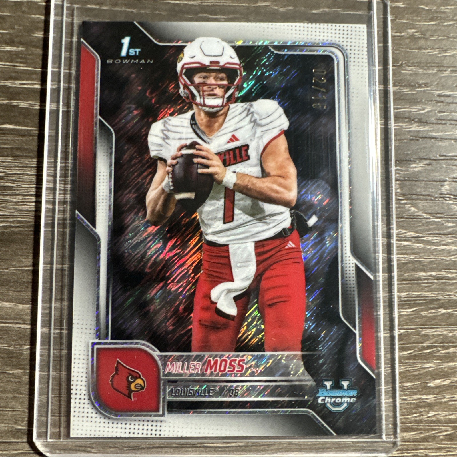 2025 Bowman University Chrome Miller Moss 1st White Shimmer /15 Louisville