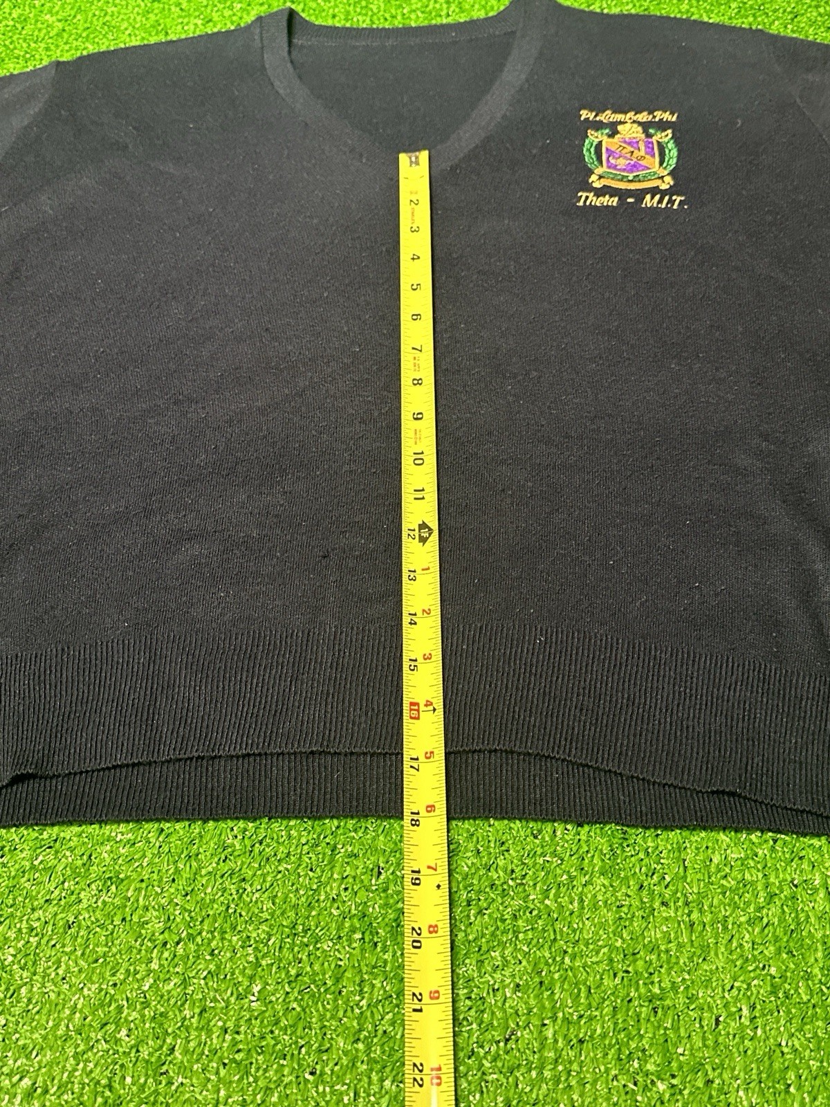Vintage Pi Lambda Phi MIT V-Neck Pullover Black S… - image 7