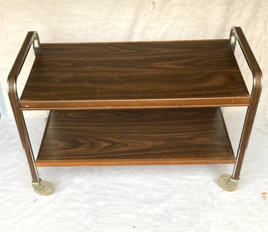 Carro de bar vintage Gusdorf Mid Century moderno con ruedas TV - cromo formica Foto 2 de 2