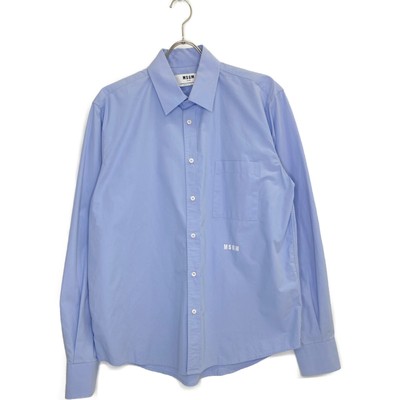 MSGM Blue logo embroidered overshirt tops 41 blue