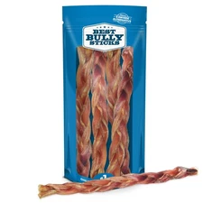 Natural XL Braided Bully Sticks for Large Dogs - 12 Inch, 4 Count (Pack of 1)...