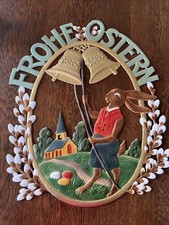 Vtg Dresden Germany Cardboard Cutout “Frohe Ostern” Happy Easter 16”x19” WOW!