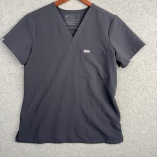 FIGS Catarina Scrub Top Small Gray Technical Collection V-Neck One Pocket