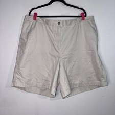 L.L.Bean Classic Fit Curvy Shorts Womens 22W Beige Cotton Chino Walking Shorts