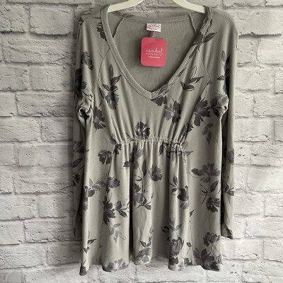 NEW WITH TAGS ISABEL MATERNITY INGRID GREY LARGE LONG SLEEVE BLOUSE