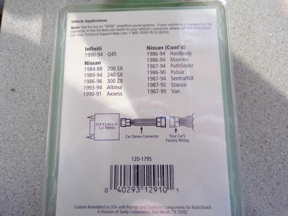 NEW RadioShack NIssan Car Stereo Connector For Nissan Vehicles