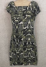 Womens Roman Pleated Bodycon Midi Dress UK 12 Stretchy Short Sleeve 