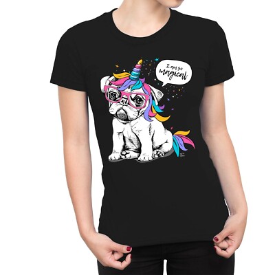 1Tee Womens I am so Magical Pug Unicorn  T-Shirt
