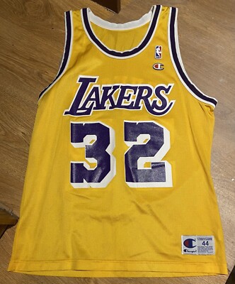 LAKERS 32番 JOHNSON ユニフォーム Champion LOS ANGELES LAKERS #32 MAGIC JOHNSON YELLOW VINTAGE CHAMPION