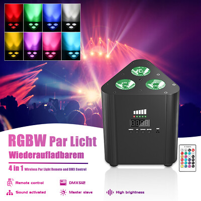 4IN1LED Par Strahler Akku Bühnenlicht Disco Partylicht DJ RGB DMX für Stage Show
