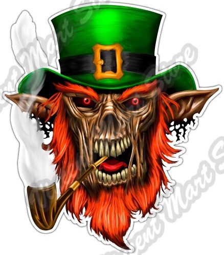 Leprechaun Demon St. Patrick Irish Ireland Car Bumper Vinyl Sticker Decal 4"X5" - Picture 1 of 1