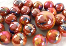 25 Glass Marbles SUPERNOVA iridescent Red Blue Yellow Game Pack Shooter