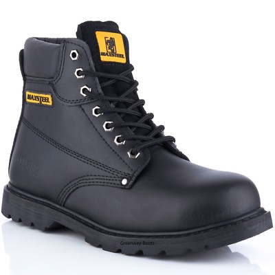 Mens Goodyear Welted Leather Safety Steel Toe Cap Ankle Work  display picture 3