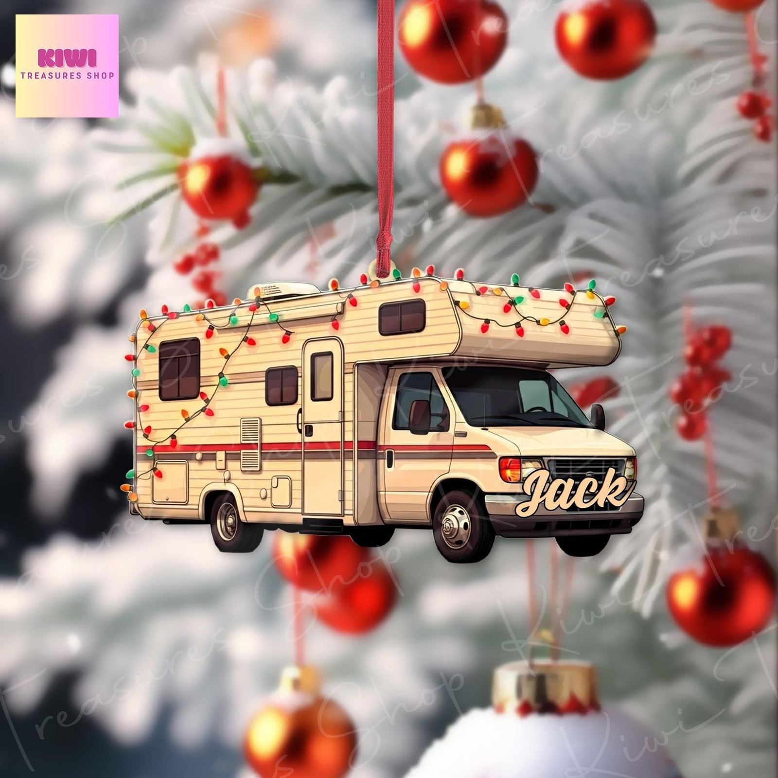 Personalized RV Christmas 2D FLAT Ornament  Xmas Tree Decoration  Custom Name