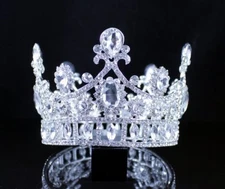 FLORAL ROUND CROWN CLEAR AUSTRIAN CRYSTAL RHINESTONE TIARA PAGEANT PROM T12180