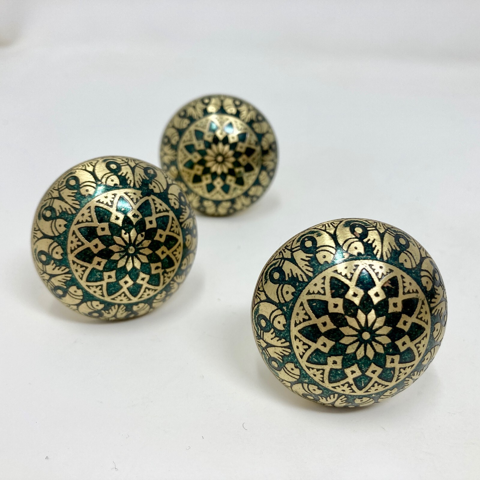Set x 12 Moroccan Style Brass Knob in Emerald Green Door Knob Drawer