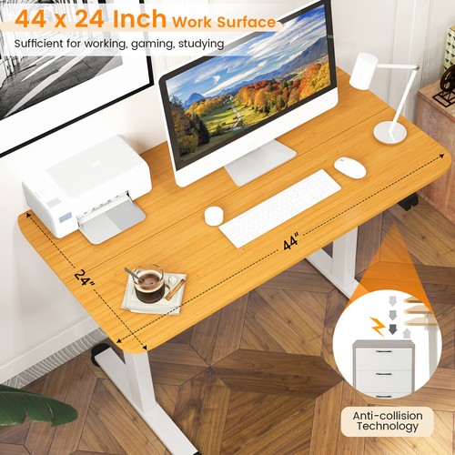 Electric Standing Desk Adjustable Stand up Computer Desk Anti-collision Natural - Picture 7 of 10