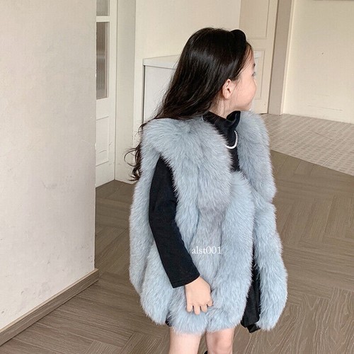 Kids Girls Winter Cute Fox Fur Vests Jacket Windproof Warm Coats Outerwear - Picture 10 of 20