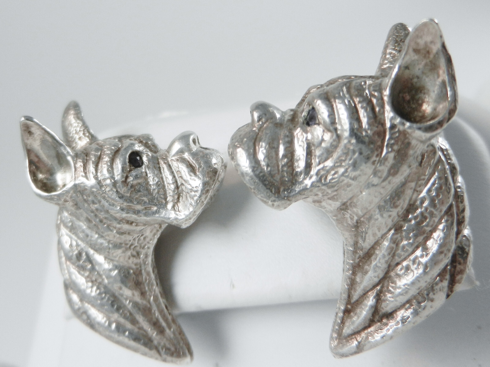 Vintage Solid Sterling Silver Boxer Earrings Amet… - image 2