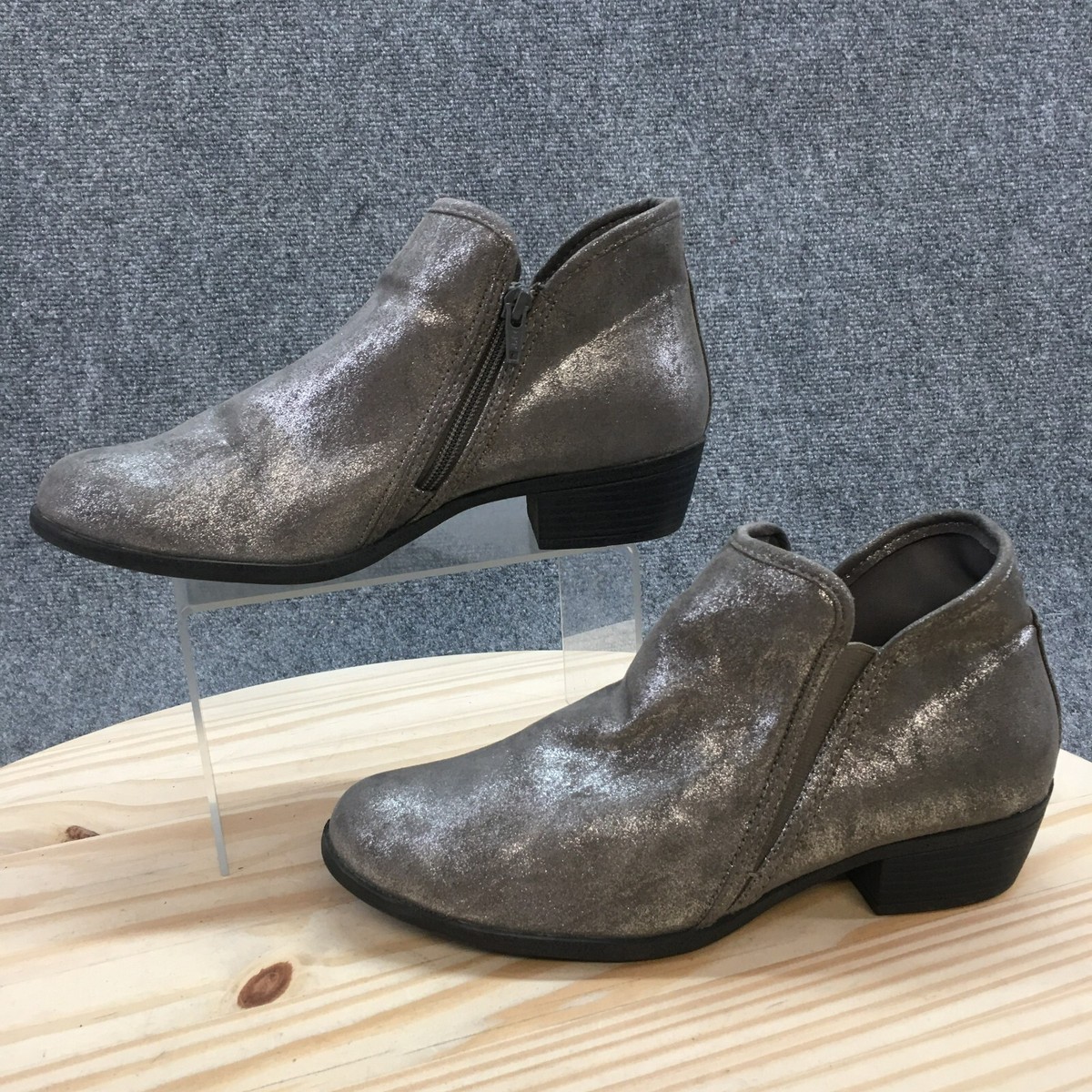 womens silver dress boots Women's Cowgirl Zipper Booties Rubber outsole SO Boots Womens 9.5 Meme