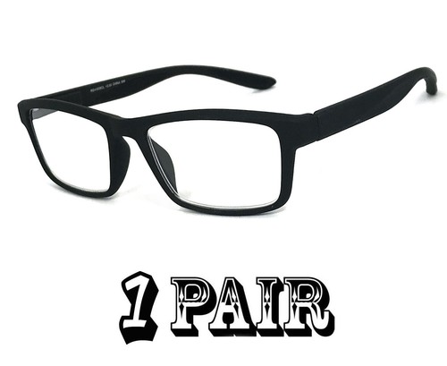 Men Women Square Frame Reading Glasses Spring Hinges Temples Rubberized Touch - Picture 12 of 21