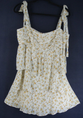 NEW, Reformation Avni Ruched Babydoll Mini dress Size XL   #RF15