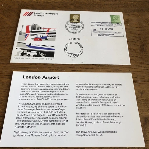 GB FIRST FLIGHT CONCORDE HEATHROW POST OFFICE SOUVENIR COVER 1976