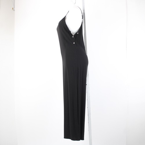 Michael Stars Sz M Black Unlined Button Side V Neck 100% Rayon Jumpsuit - Picture 3 of 18