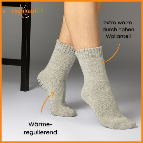 2 | 4 | 6 Paar ABS Socken Herren Damen Anti Rutsch Socken Wolle Stoppersocken - Bild 27 von 36