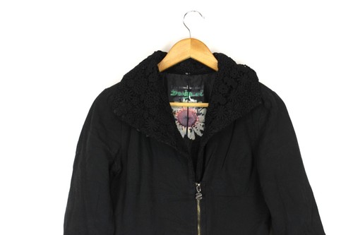 DESIGUAL STYLE:51E29E1 Women'S Coat Size S Black Embroidered Full Zip s6372 - Picture 4 of 12
