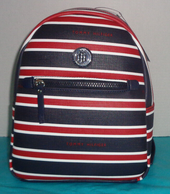 Tommy Hilfiger Red White Blue Striped Backpack Shoulder Bag  