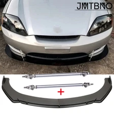For Hyundai Tiburon Carbon Fiber Front Bumper Lip Spoiler Splitter + Strut Rods