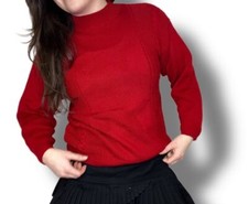 Vintage 80s Red Cableknit Wool/Acrylic Blend Sweater Size Medium