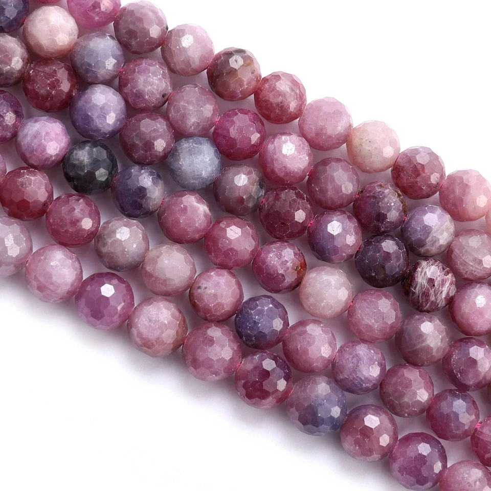 Genuine Ruby Faceted Round Beads 4mm 5mm 6mm 7mm 8mm 9mm 10mm 11mm 15.5" Strand - Image 2 of 4