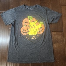 Pokemon Pikachu Halloween Graphic T Shirt Youth XL Gray Nintendo