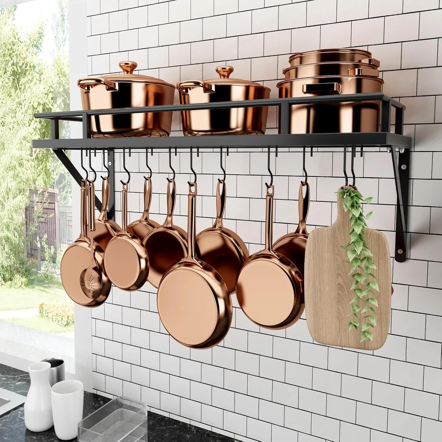 30-Inch Kitchen Pan Pot Rack Wall Mounted Hanging Storage Organizer Wall Shelf