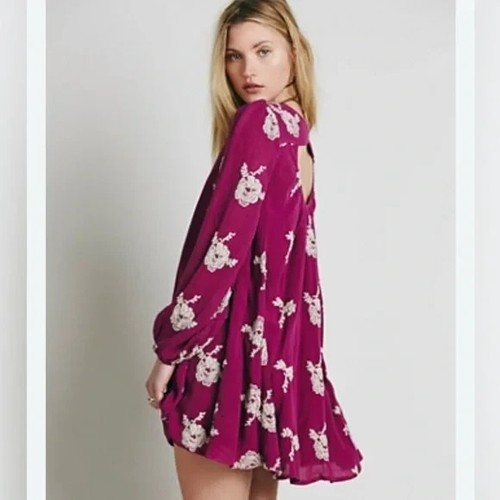 Vestido recto bordado manga campesina Free People Emma púrpura combo talla pequeña - Imagen 2 de 13
