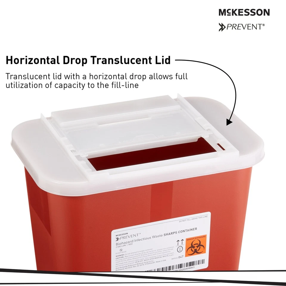 Recipiente McKesson Prevent Sharps 2 gal. Estojo de entrada horizontal de 20 - Imagem 3 de 4
