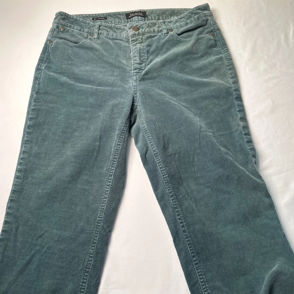 Pantalones de pana Talbots para mujer talla 6 pierna recta verde impecable cinco bolsillos Foto 2 de 4