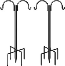 2 PACK Double Shepherds Hooks Bird Feeder & Plants Hanger Pole for Garden Decor