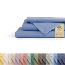 Linen Home 100 Cotton Percale Sheets Twin XL Size, Baby Blue, Deep Pocket, 3...
