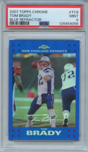 Tom Brady 2007 Topps Chrome Blue Refractor New England Patriots #TC9 PSA 9