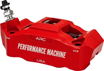 Performance Machine Radial Mount 4-Piston Brake Caliper Front Left Red