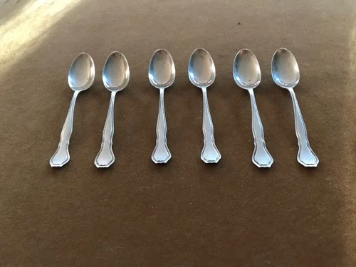 R Wallace Nile Sterling Silver Set of 6 Demitasse Spoons...Jun 9 1908..No Mono